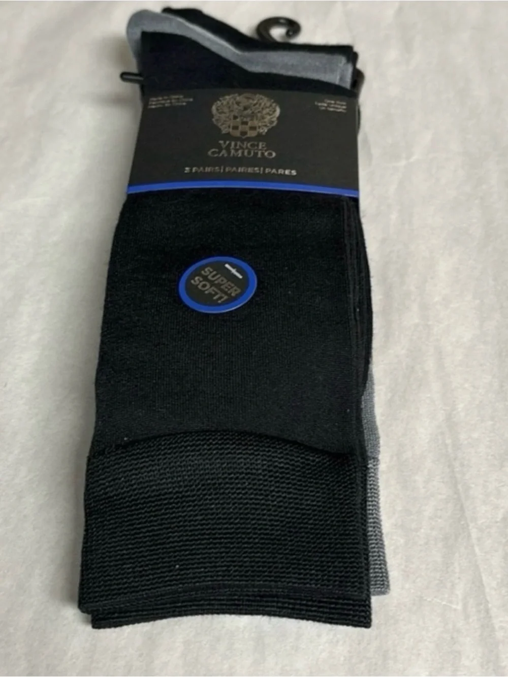 New Vince Camuto Socks 3 Pair Men’s Black & Gray Dress Socks Business Casual